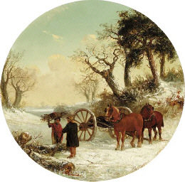 WikiOO.org - Encyclopedia of Fine Arts - Lukisan, Artwork Thomas Smythe - Figures and horses in a snow covered landscape