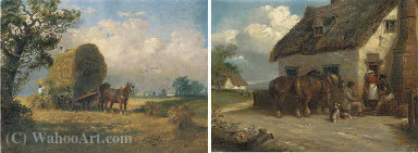 Wikioo.org - The Encyclopedia of Fine Arts - Painting, Artwork by Thomas Smythe - Outside the village inn; and haymaking