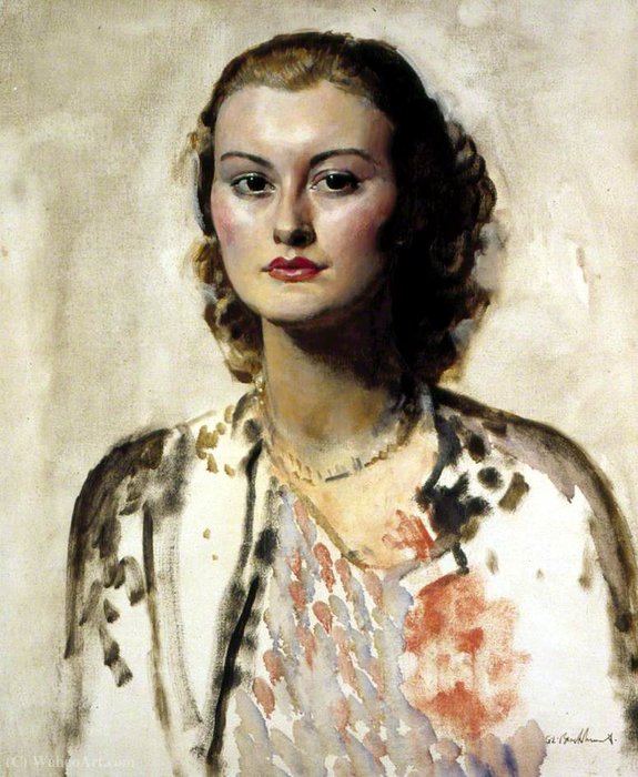 Wikioo.org – L'Enciclopedia delle Belle Arti - Pittura, Opere di Gerald Leslie Brockhurst - Ritratto di una ragazza