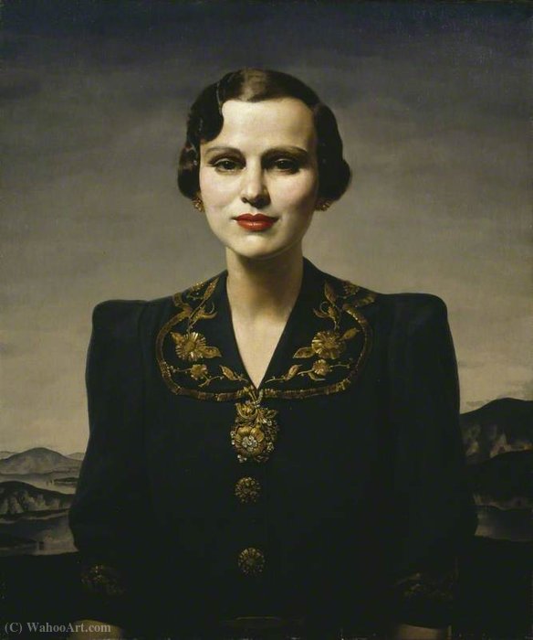 WikiOO.org - Енциклопедия за изящни изкуства - Живопис, Произведения на изкуството Gerald Leslie Brockhurst - Portrait of Margaret, Duchess of Argyll