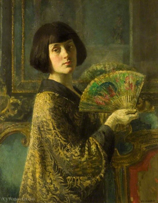 Wikioo.org - The Encyclopedia of Fine Arts - Painting, Artwork by Gerald Leslie Brockhurst - The fan