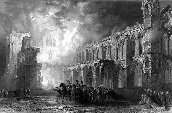 Wikioo.org - The Encyclopedia of Fine Arts - Painting, Artwork by Thomas Allom - Destruction of Elgin Cathedral