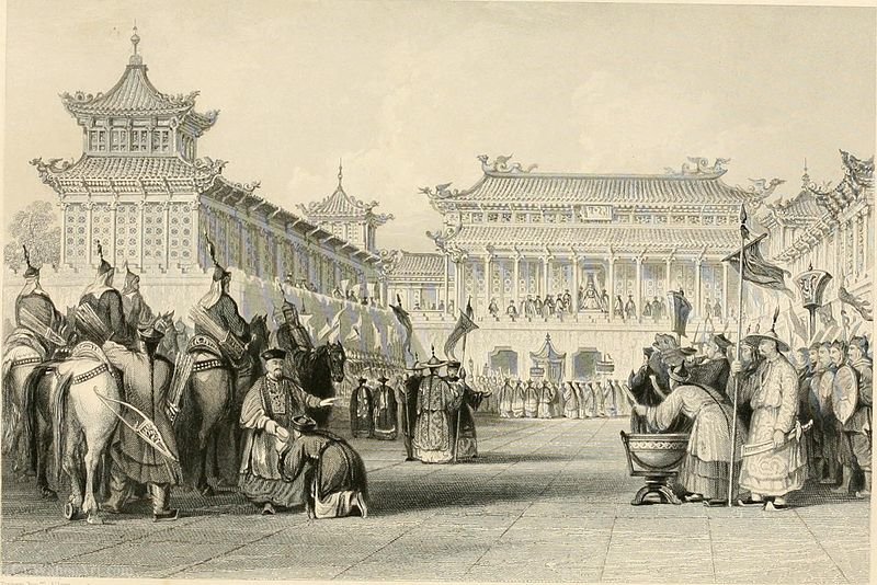 Wikioo.org - The Encyclopedia of Fine Arts - Painting, Artwork by Thomas Allom - Emperor Taou-Kwang reviewing his guards