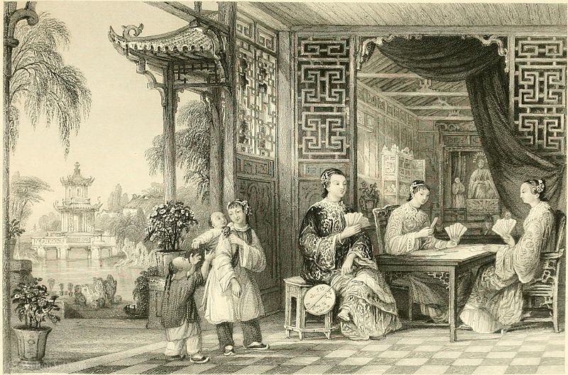 Wikioo.org - สารานุกรมวิจิตรศิลป์ - จิตรกรรม Thomas Allom - Ladies of a Mandarin's Family at Cards