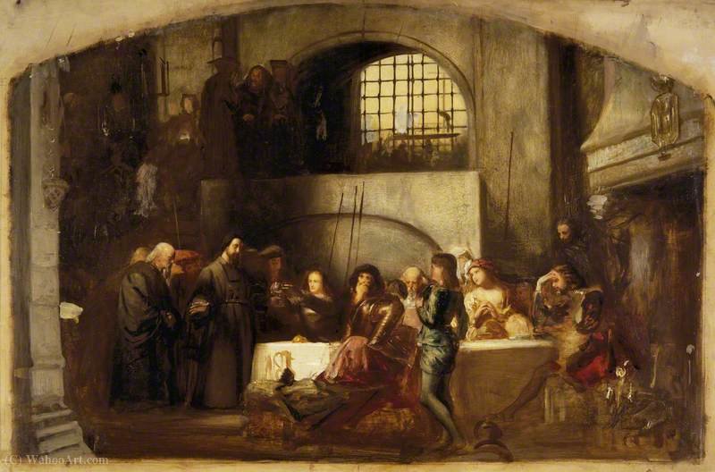 Wikioo.org - The Encyclopedia of Fine Arts - Painting, Artwork by Thomas Duncan - George Wishart Administering the Sacrament in the Prison of the Castle of St Andrews on the Day of his Execution