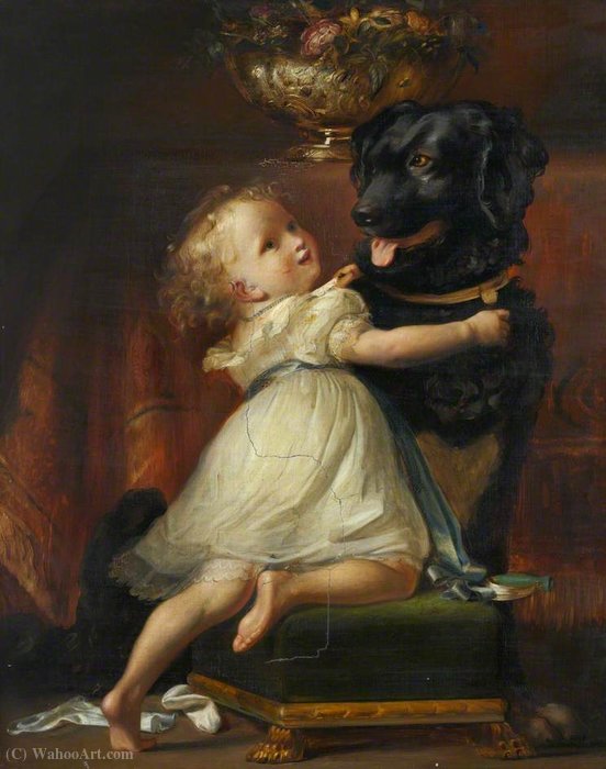 WikiOO.org - Encyclopedia of Fine Arts - Lukisan, Artwork Thomas Duncan - The Friends – Child and Dog