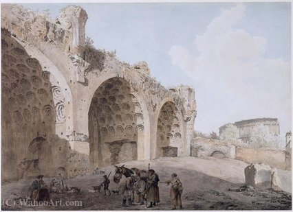 WikiOO.org - Εγκυκλοπαίδεια Καλών Τεχνών - Ζωγραφική, έργα τέχνης Abraham-Louis-Rodolphe Ducros - View in the Roman Forum