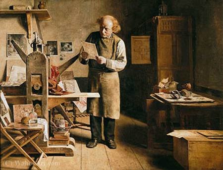 Wikioo.org - The Encyclopedia of Fine Arts - Painting, Artwork by Adrien Ferdinand De Braekeleer - The printer