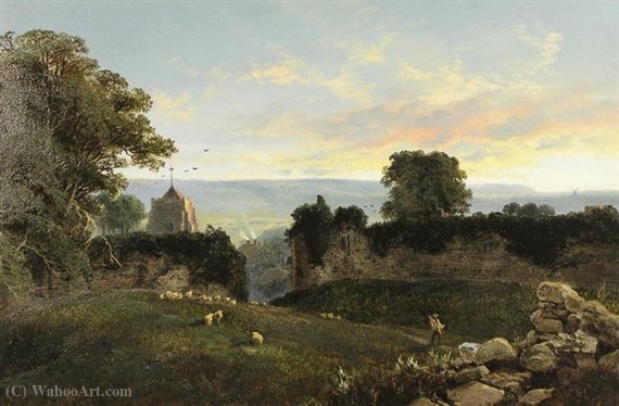 WikiOO.org - Encyclopedia of Fine Arts - Maleri, Artwork Edward H. Niemann - From pevensey castle looking towards eastbourne