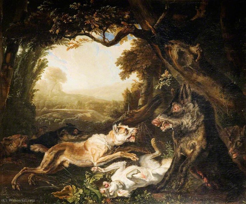 WikiOO.org - Encyclopedia of Fine Arts - Schilderen, Artwork Abraham Danielsz Hondius - A boar hunt