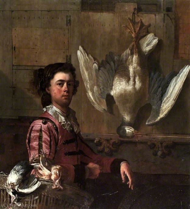 Wikioo.org – L'Encyclopédie des Beaux Arts - Peinture, Oeuvre de Abraham Danielsz Hondius - Portrait d un homme avec  mort  oiseaux