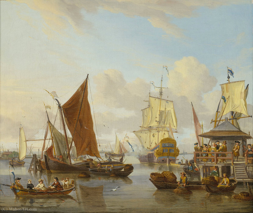 Wikioo.org - The Encyclopedia of Fine Arts - Painting, Artwork by Abraham Storck (Sturckenburch) - Shipping off Amsterdam