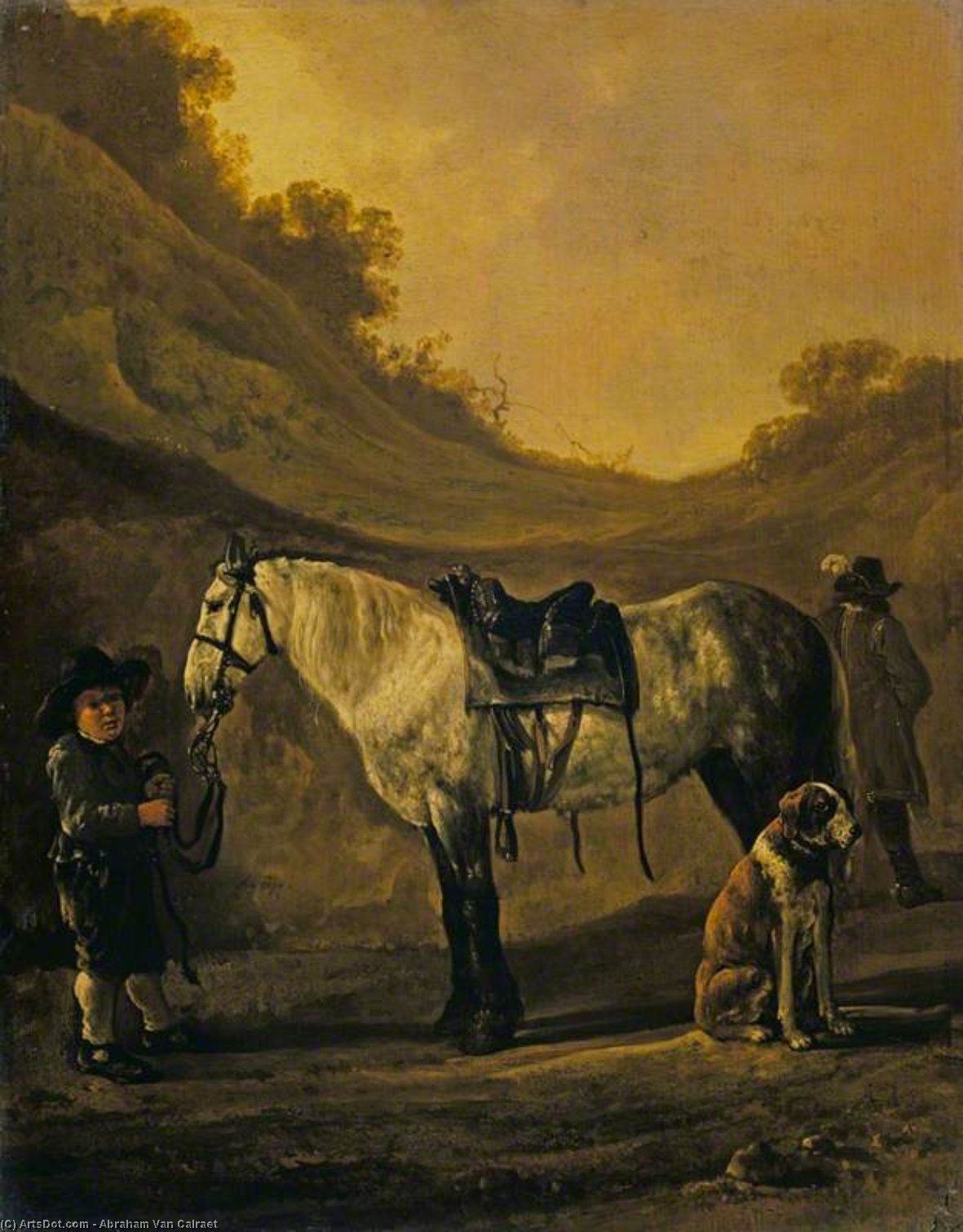 Wikioo.org - The Encyclopedia of Fine Arts - Painting, Artwork by Abraham Pietersz Van Calraet - Boy Holding a Horse