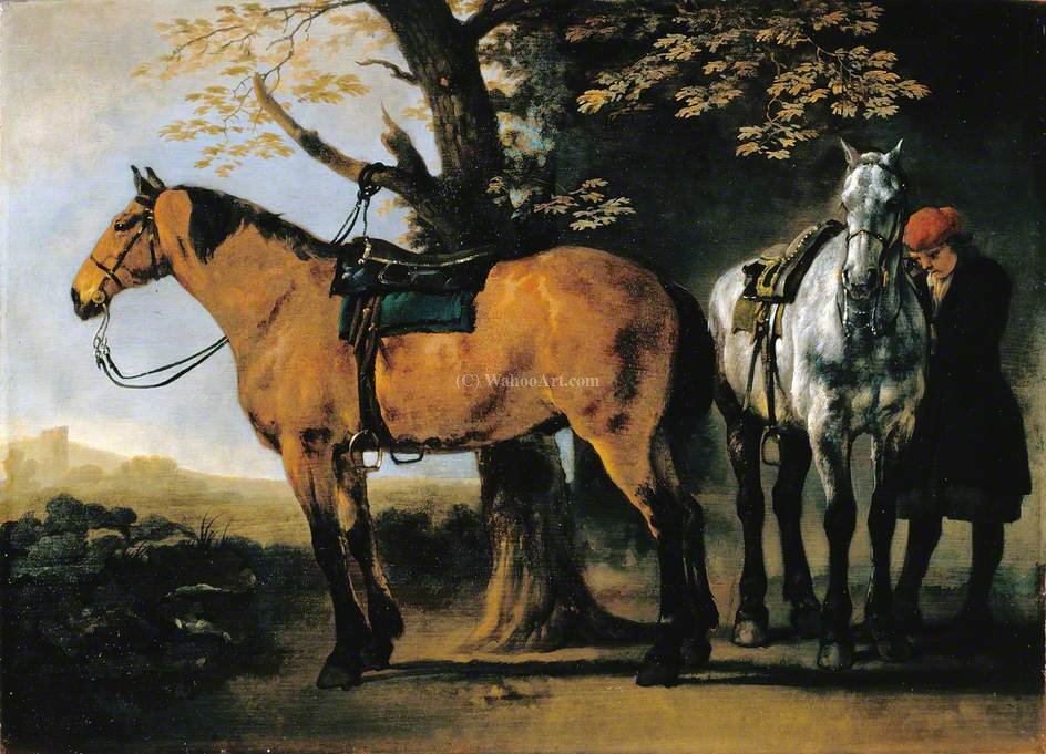 Wikioo.org - The Encyclopedia of Fine Arts - Painting, Artwork by Abraham Pietersz Van Calraet - Two horses