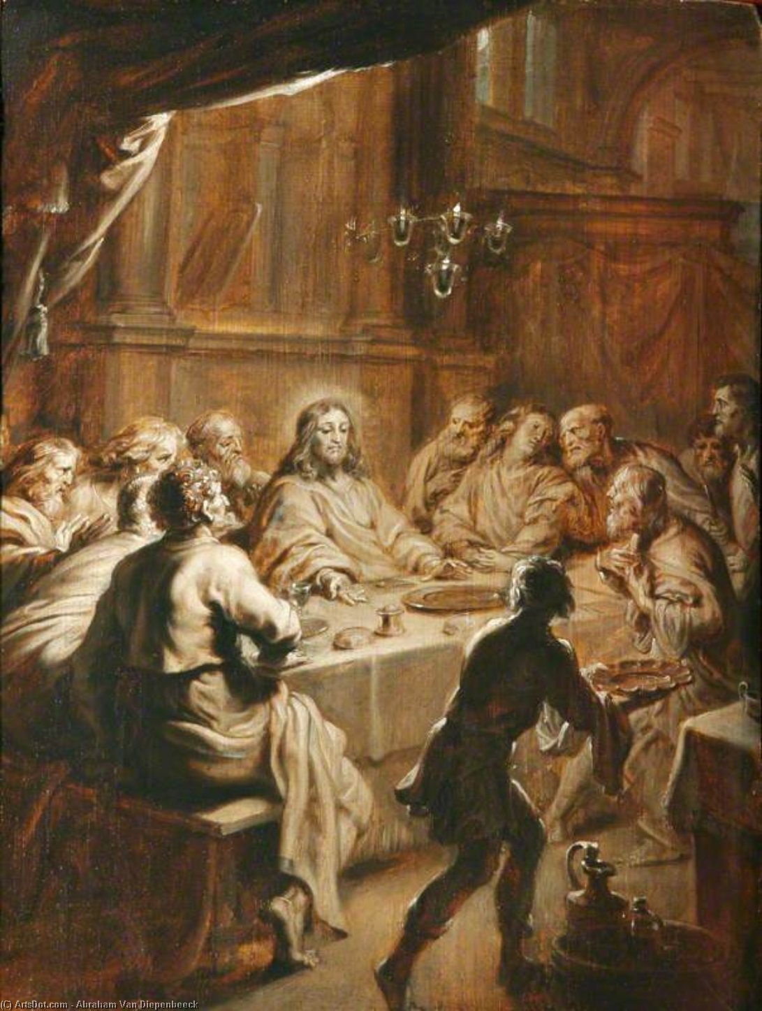 Wikioo.org – La Enciclopedia de las Bellas Artes - Pintura, Obras de arte de Abraham Van Diepenbeeck - La última cena