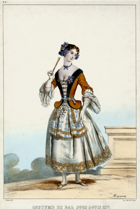 WikiOO.org - Enciklopedija dailės - Tapyba, meno kuriniai Achille Jacques Jean Marie Devéria - costume de bal sous louis XIV
