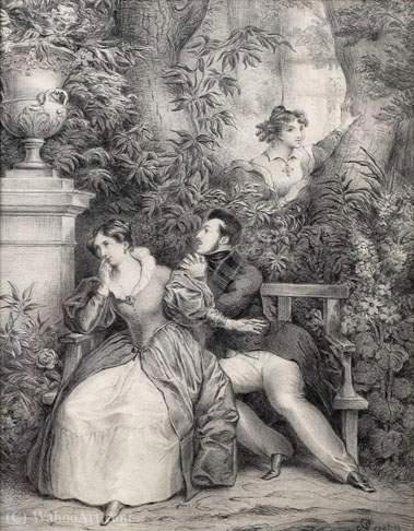 Wikioo.org - The Encyclopedia of Fine Arts - Painting, Artwork by Achille Jacques Jean Marie Devéria - La déclaration d'amour