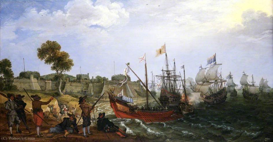 Wikioo.org - The Encyclopedia of Fine Arts - Painting, Artwork by Adam Willaerts - A Dutch Squadron Attacking a Spanish Fortress