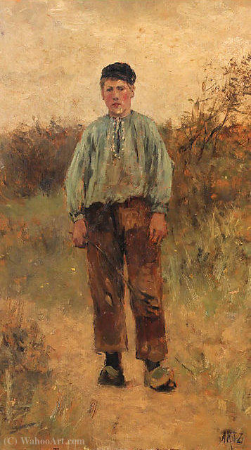 WikiOO.org - Encyclopedia of Fine Arts - Malba, Artwork Adolph Artz (David Adolf Constant Artz) - Portrait of a young cowherd