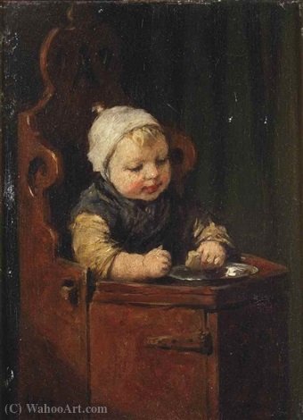 Wikioo.org – L'Enciclopedia delle Belle Arti - Pittura, Opere di Adolph Artz (David Adolf Constant Artz) - Bambino in un seggiolino per bambini
