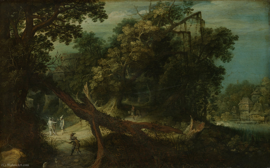 Wikioo.org - The Encyclopedia of Fine Arts - Painting, Artwork by Adriaan Van Stalbemt - Landscape with mountain