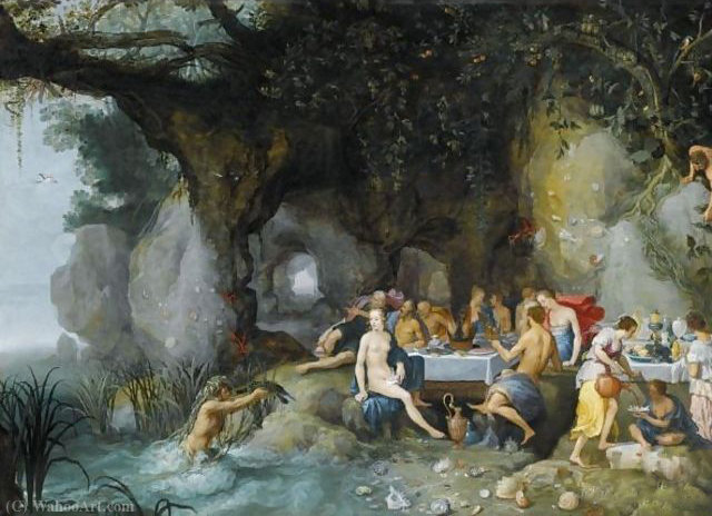 WikiOO.org - Εγκυκλοπαίδεια Καλών Τεχνών - Ζωγραφική, έργα τέχνης Adriaan Van Stalbemt - The feast of the gods