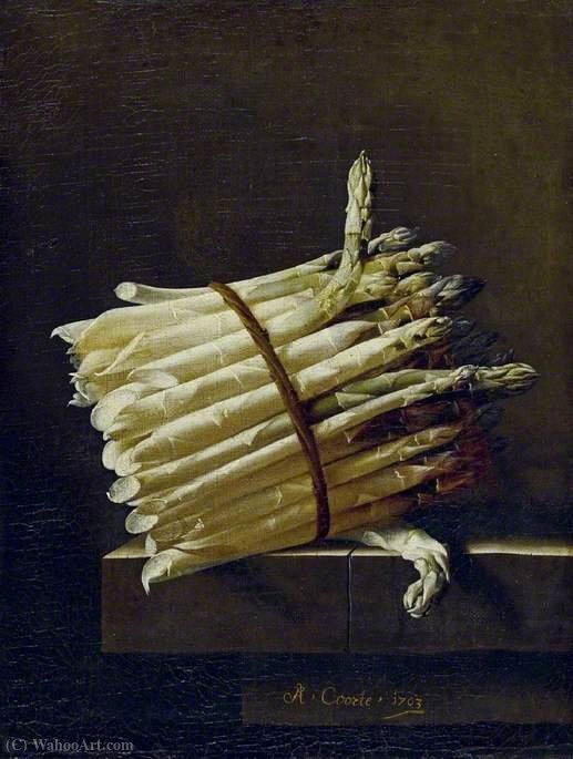WikiOO.org - Enciklopedija dailės - Tapyba, meno kuriniai Adriaen Coorte - A Bundle of Asparagus