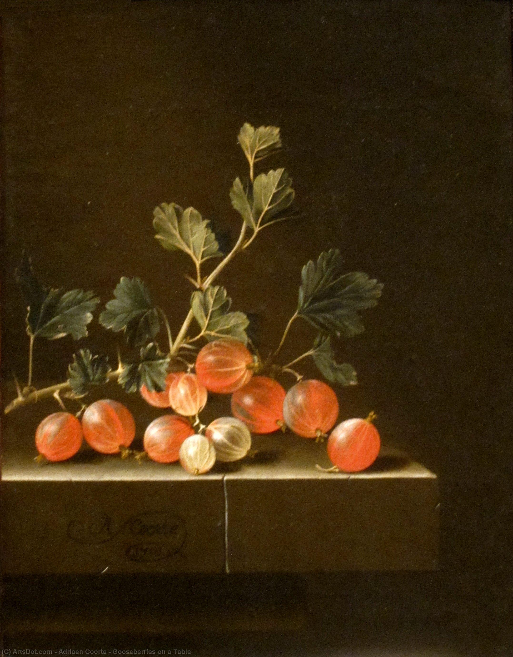 Wikioo.org - The Encyclopedia of Fine Arts - Painting, Artwork by Adriaen Coorte - Gooseberries on a Table