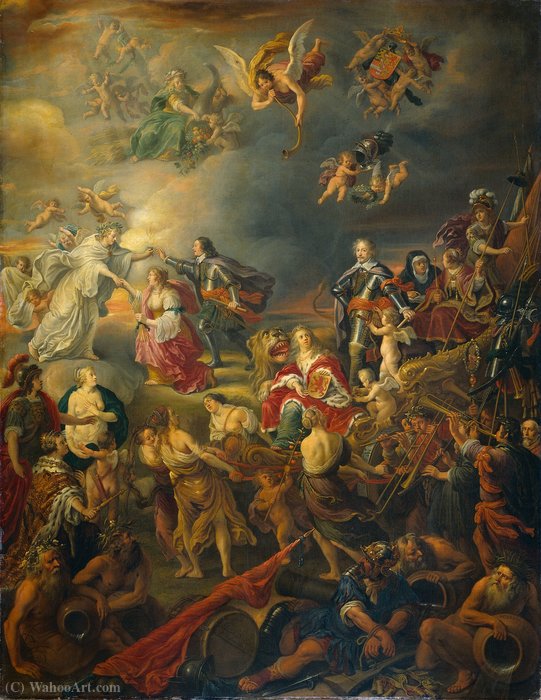 Wikioo.org - The Encyclopedia of Fine Arts - Painting, Artwork by Adriaen Van Nieulandt The Younger - Allegory of the Peace under Stadtholder William II