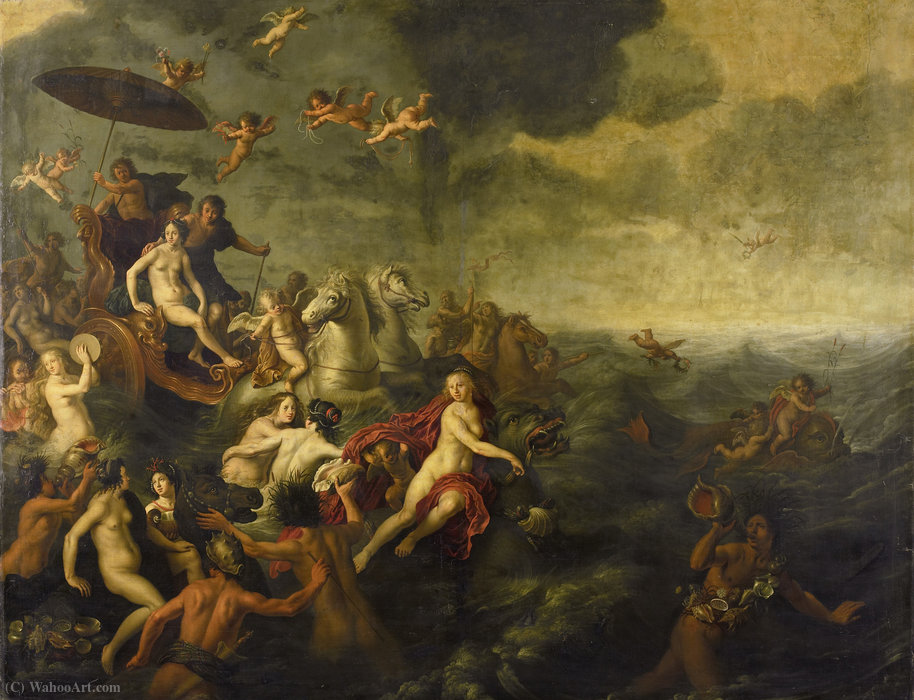 Wikioo.org - The Encyclopedia of Fine Arts - Painting, Artwork by Adriaen Van Nieulandt The Younger - Triumph of Acis and Galatea