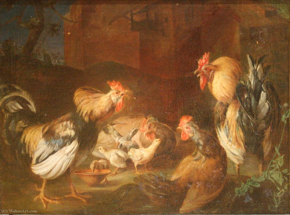 Wikioo.org - The Encyclopedia of Fine Arts - Painting, Artwork by Adriaen Van Utrecht - Roosters, hens and chicks