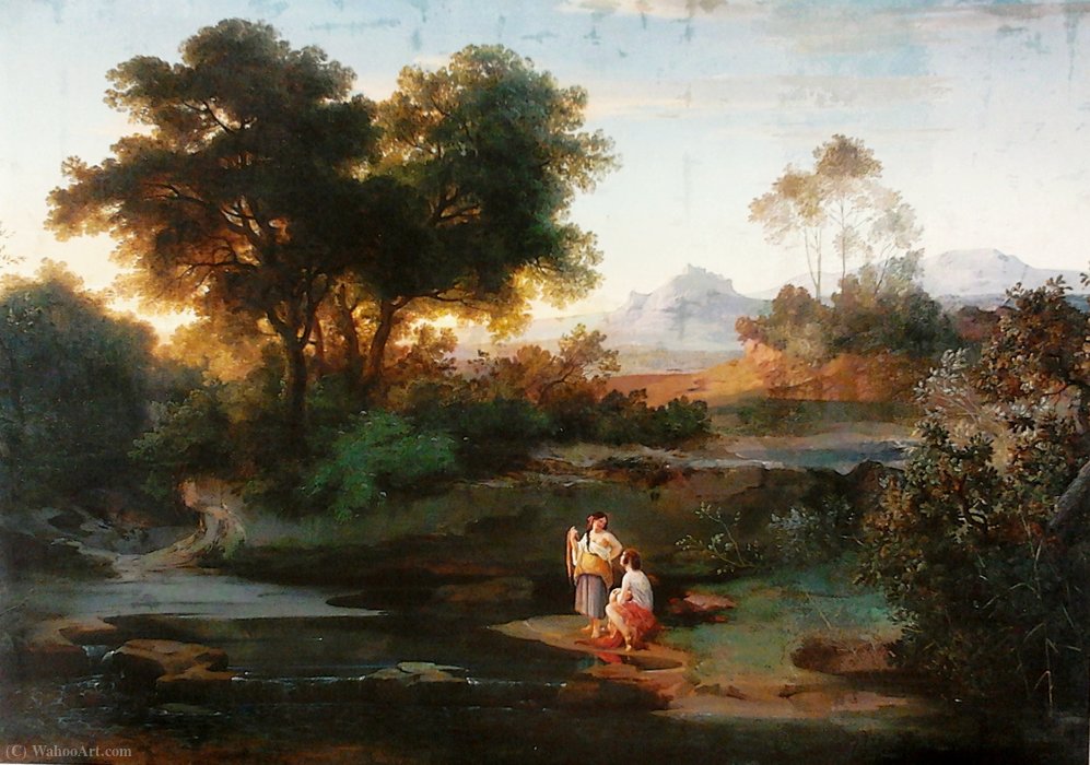 Wikioo.org - The Encyclopedia of Fine Arts - Painting, Artwork by Adrian Ludwig Richter - Italian landscape.