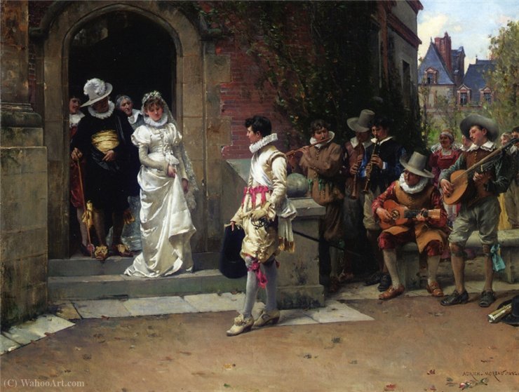 Wikioo.org - The Encyclopedia of Fine Arts - Painting, Artwork by Adrien Moreau - After the wedding A.Moro