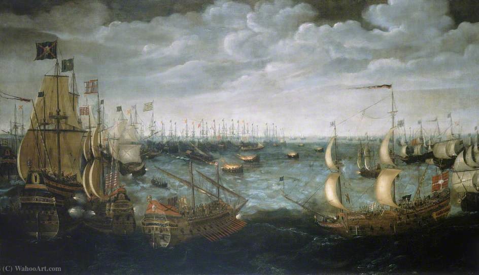 WikiOO.org - Enciklopedija dailės - Tapyba, meno kuriniai Aert Anthonisz (Aert Anthonissen) - Launch offire ships against the spanish armada, 7 august - (1590) (1588)