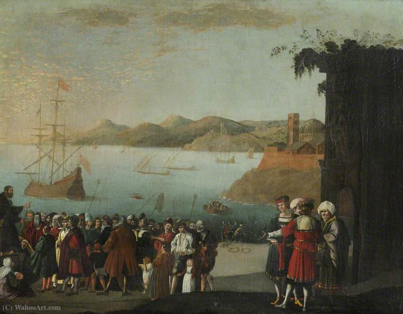 Wikioo.org - The Encyclopedia of Fine Arts - Painting, Artwork by Agostino Tassi - Port scene
