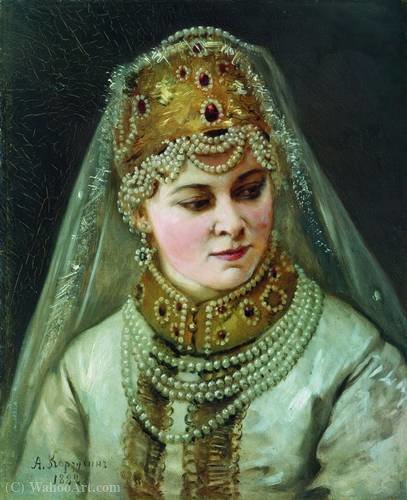 WikiOO.org - Encyclopedia of Fine Arts - Maalaus, taideteos Aleksei Ivanovich Korzukhin - Bojar woman