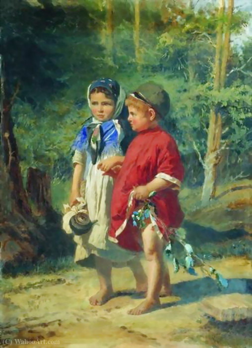 Wikioo.org - The Encyclopedia of Fine Arts - Painting, Artwork by Aleksei Ivanovich Korzukhin - Peasant children