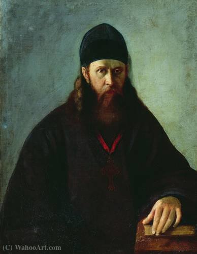 Wikioo.org – La Enciclopedia de las Bellas Artes - Pintura, Obras de arte de Aleksei Ivanovich Korzukhin - Retrato de un sacerdote PV Udintsev