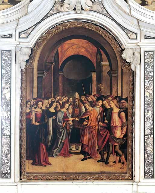 Wikioo.org – L'Enciclopedia delle Belle Arti - Pittura, Opere di Alessandro Araldi - Lo Sposalizio di Maria e San Giuseppe - (1519)