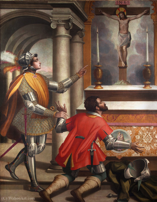 WikiOO.org - Encyclopedia of Fine Arts - Målning, konstverk Alessandro Pieroni - St. john gualbert and the killer of his brother before the crucifix of san miniato