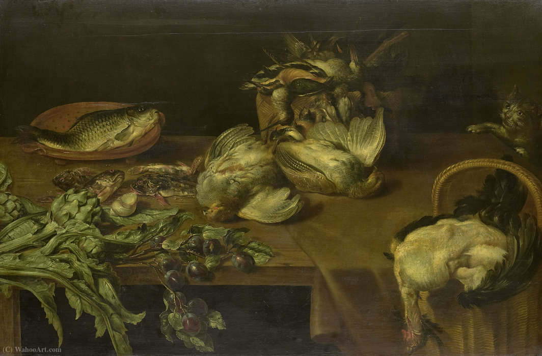 Wikioo.org - The Encyclopedia of Fine Arts - Painting, Artwork by Alexander Adriaenssen - Still life with fowl