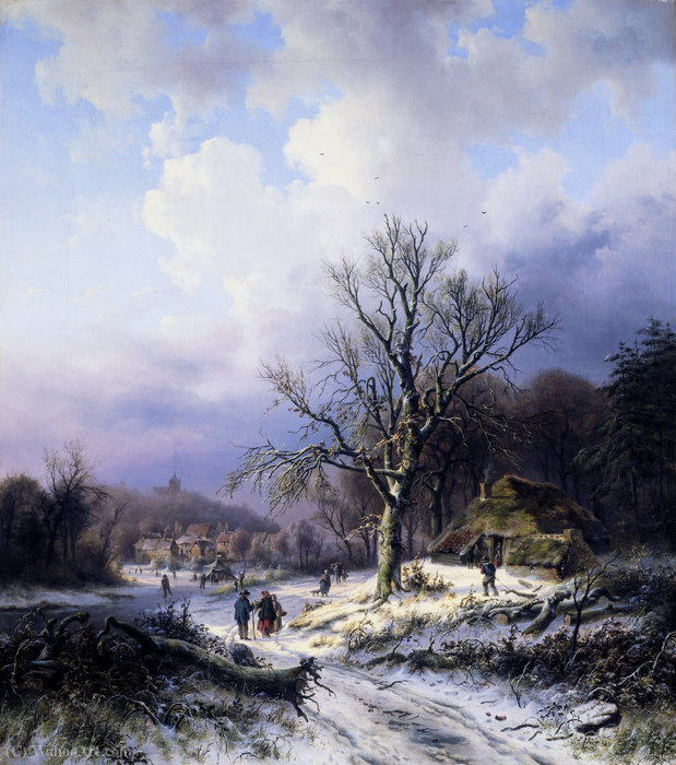 WikiOO.org - Encyclopedia of Fine Arts - Lukisan, Artwork Alexander Joseph Daiwaille - Snow landscape