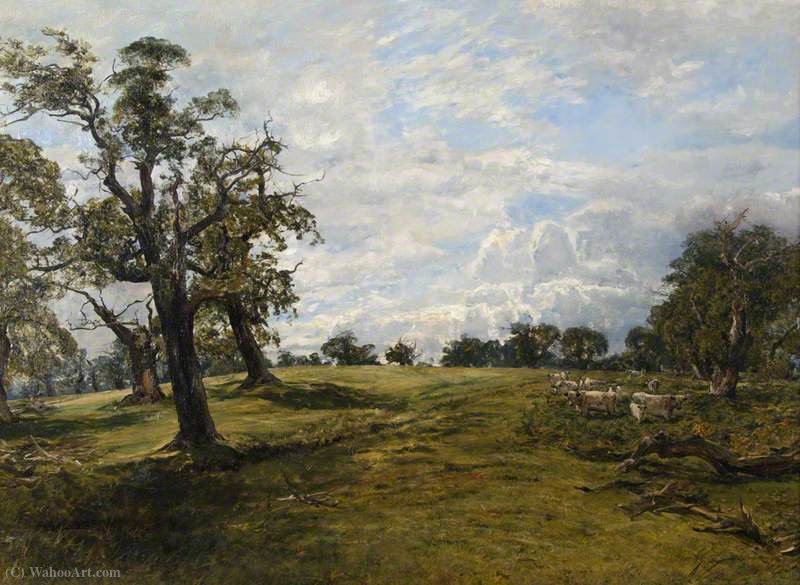 Wikioo.org - The Encyclopedia of Fine Arts - Painting, Artwork by Alexander Junior Fraser - Cadzow Forest and White Cattle