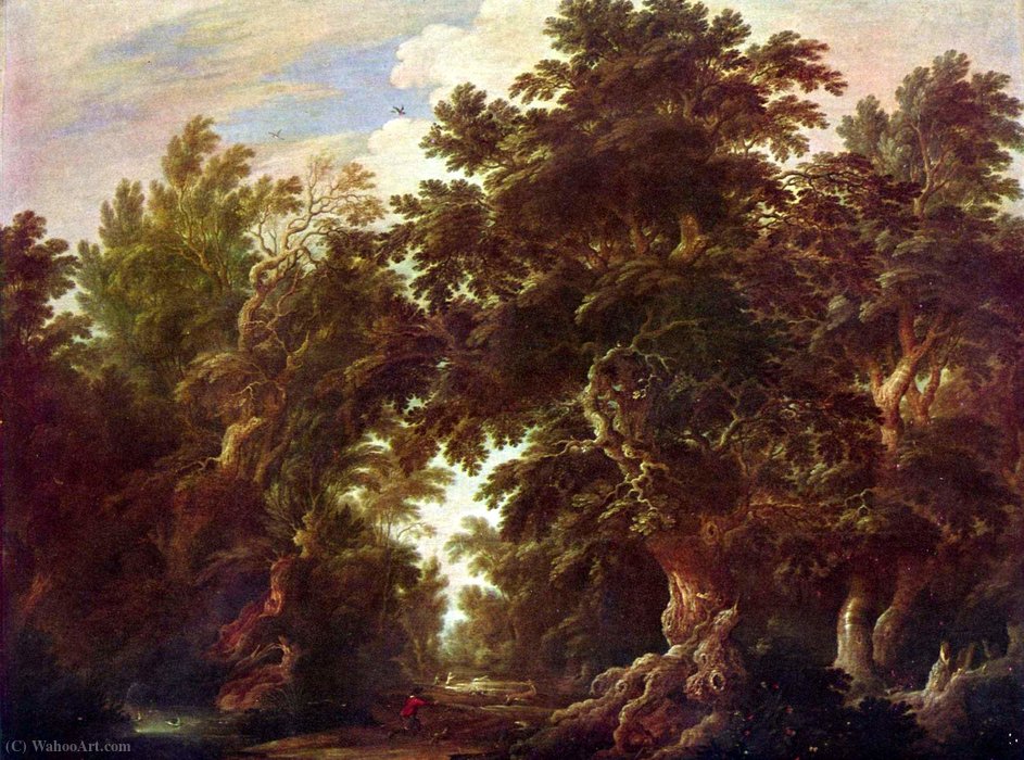 WikiOO.org - Encyclopedia of Fine Arts - Lukisan, Artwork Alexander Keirincx - Landscape with stag-hunt