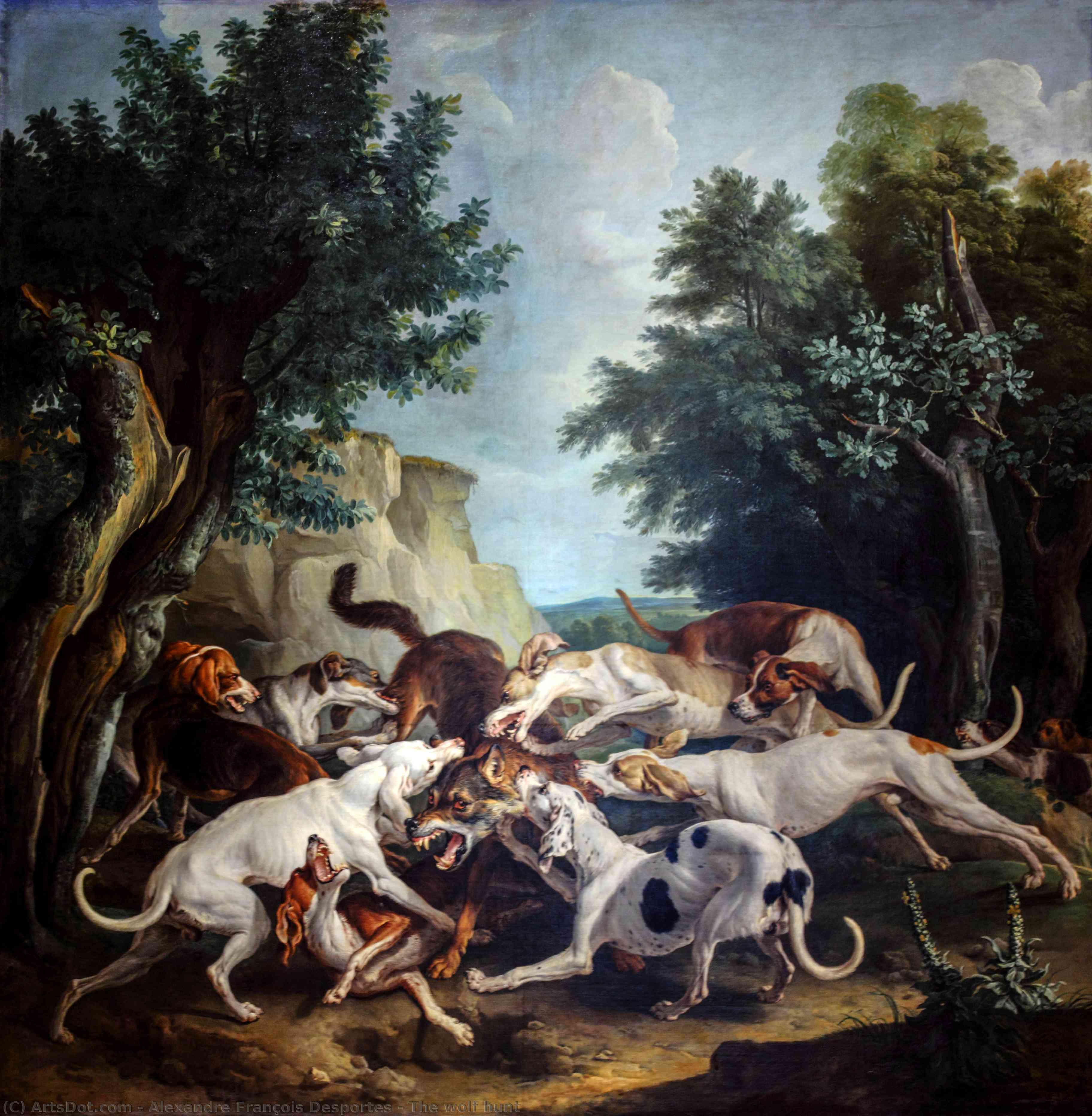 Wikioo.org - The Encyclopedia of Fine Arts - Painting, Artwork by Alexandre François Desportes - The wolf hunt