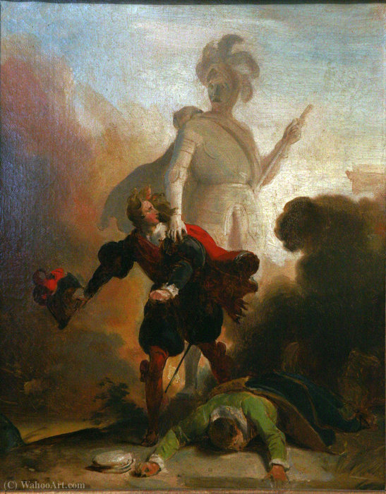 Wikioo.org - The Encyclopedia of Fine Arts - Painting, Artwork by Alexandre Évariste Fragonard - Don Juan and the statue of the Commander