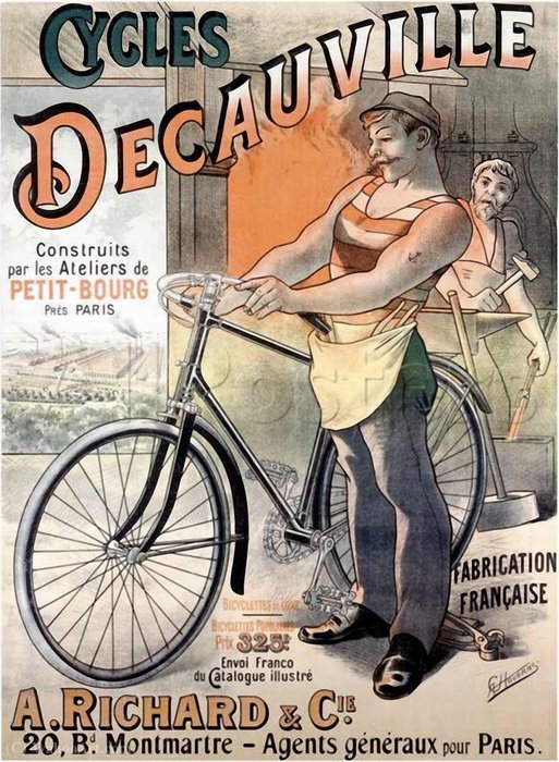 Wikioo.org - The Encyclopedia of Fine Arts - Painting, Artwork by Alfred Choubrac - Advertising poster for bicycles branded Decauville