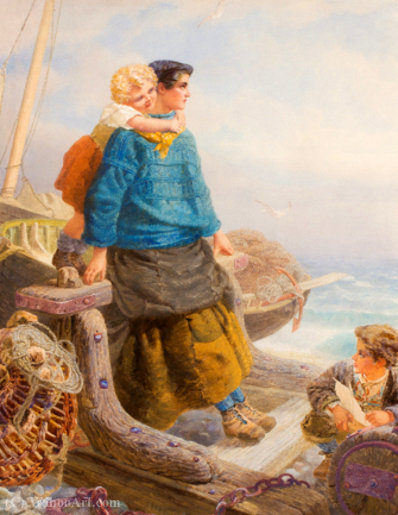 Wikioo.org – L'Encyclopédie des Beaux Arts - Peinture, Oeuvre de Alfred Downing Fripp - Coupure, coupure, briser, sur les pierres grises froides o mer