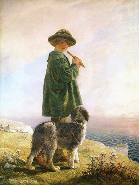 Wikioo.org - The Encyclopedia of Fine Arts - Painting, Artwork by Alfred Downing Fripp - The piping shepherd