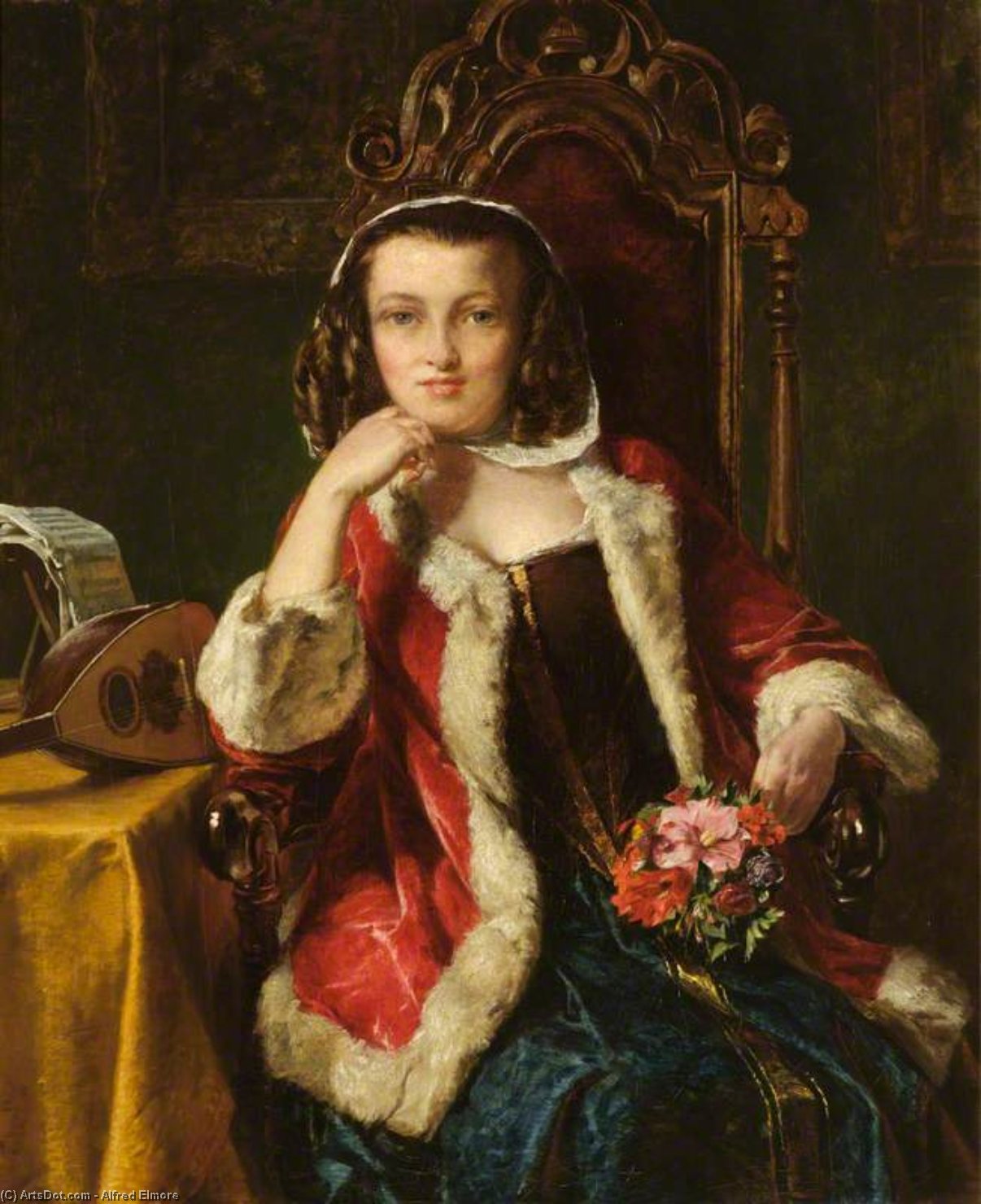 Wikioo.org - The Encyclopedia of Fine Arts - Painting, Artwork by Alfred Elmore - Portrait of a Girl